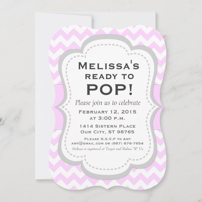 Prêt à faire une invitation au Baby shower, Pink C (Devant)