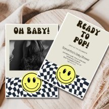 Prêt À Pop Retro Photo Oh Baby shower Invitation