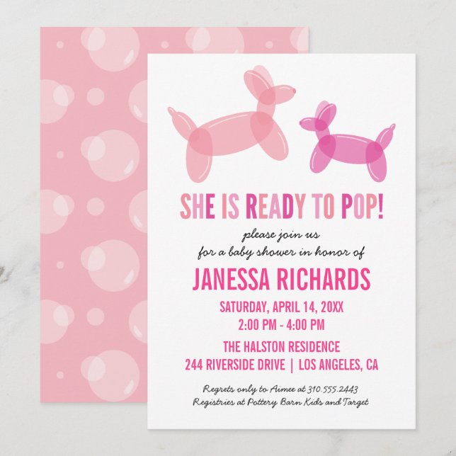 Prêt à pop stylish Girl Baby Shower Invitations (Devant / Derrière)