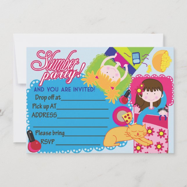 Prêt à remplir Stwood filles invitation de soirée (Devant)