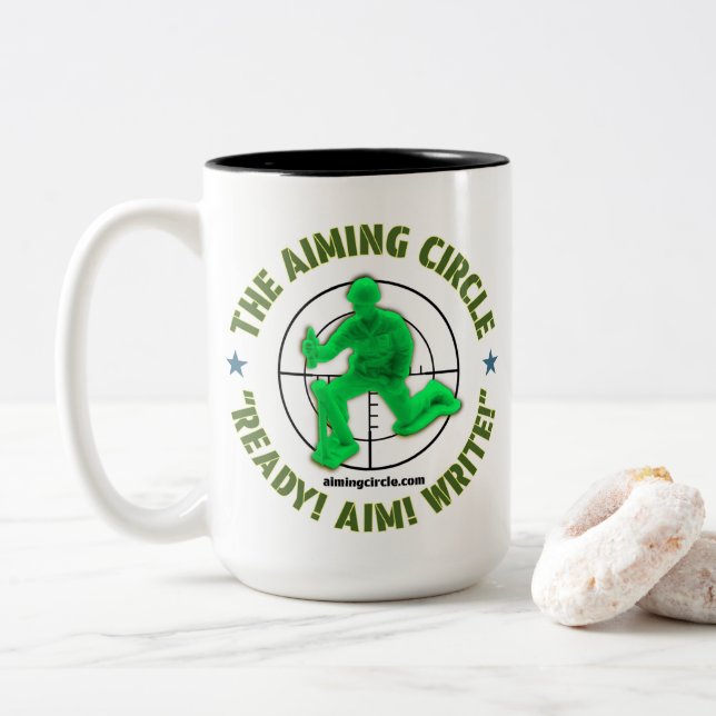 "Prêt ! Objectif ! Écrivez !" mug (Avec donut)