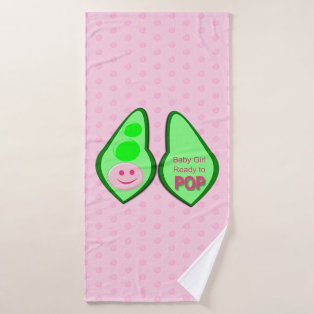 Prêt pour la pop bébé fille pois rose (Serviette de bain)