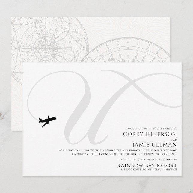 Prêt pour le décollage U Faire-part de mariage ini (Devant / Derrière)