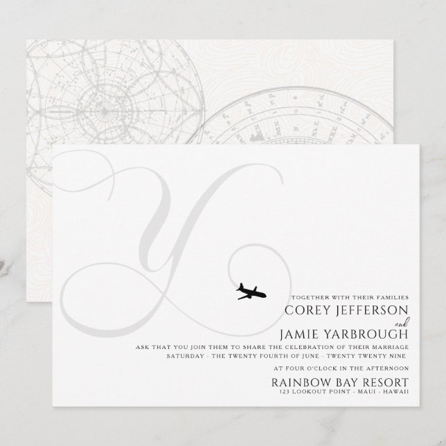 Prêt pour le décollage Y Faire-part de mariage ini (Devant / Derrière)