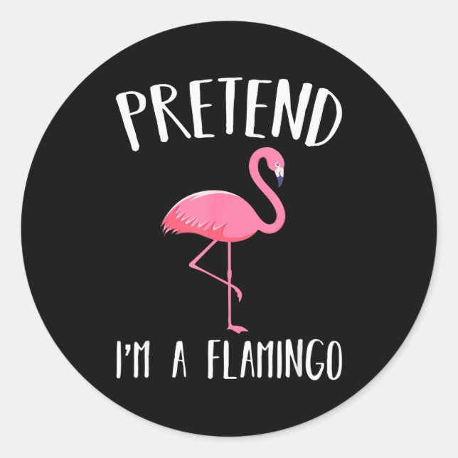 Pretend I'm A Nk Flamingo Funny Halloween Costume  Runder Aufkleber (Vorderseite)