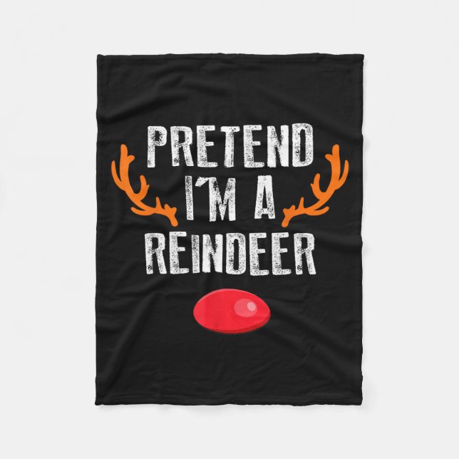 Pretend I'm A Reindeer Funny Lazy Christmas Mens W Fleecedecke (Vorderseite)