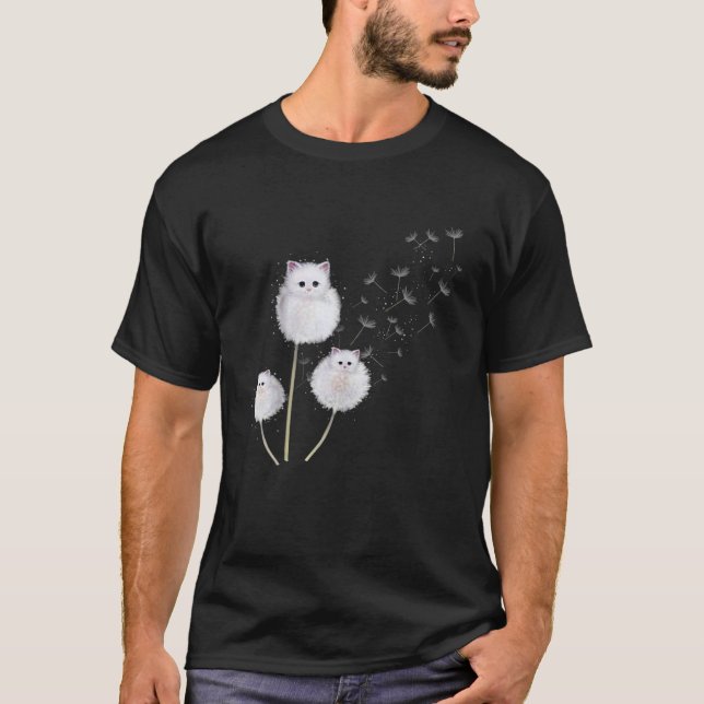 Pretending Cat Dandelion Flower Cat Lover Cute Des T-Shirt (Vorderseite)