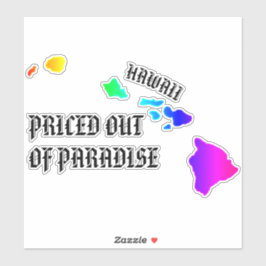 PRETIERT AUS PARADISE Hawaii Inseln Neon Rainbow Aufkleber