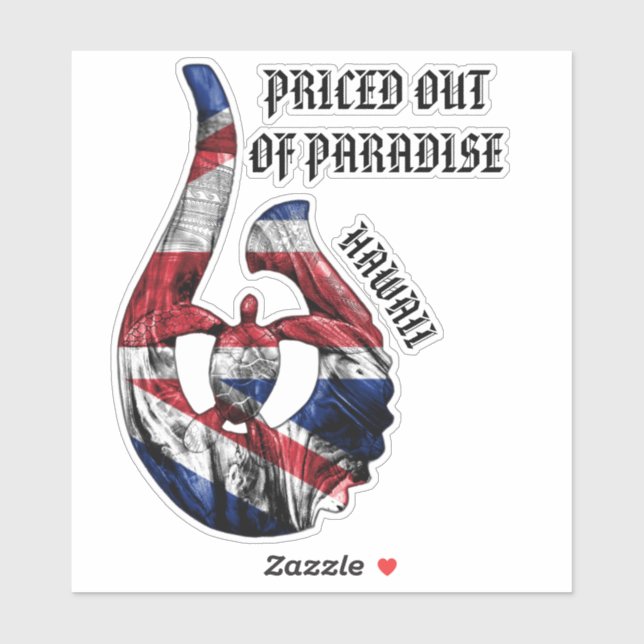 PRETIERT AUS PARADISE HI Honu Tribal Hook HI Flag Aufkleber (Blatt)