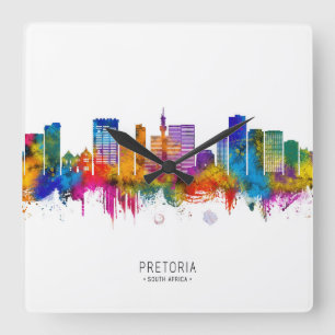 Pretoria South Africa Skyline Quadratische Wanduhr