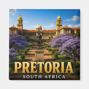 Pretoria Union Buildings und Jacaranda-Blüten Magnet