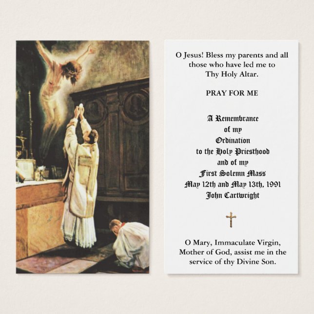 PRÊTRE À L'ORDINATION DE L'AUTEL CARTES SAINES (Devant & derrière)