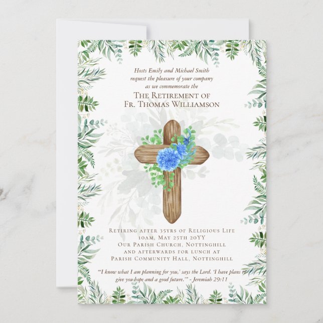 Prêtre Pasteur Diacre Ministre Invitations de retr (Devant)