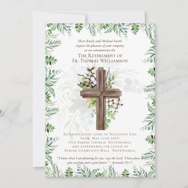 Prêtre Pasteur Diacre Ministre Invitations de retr (Devant)