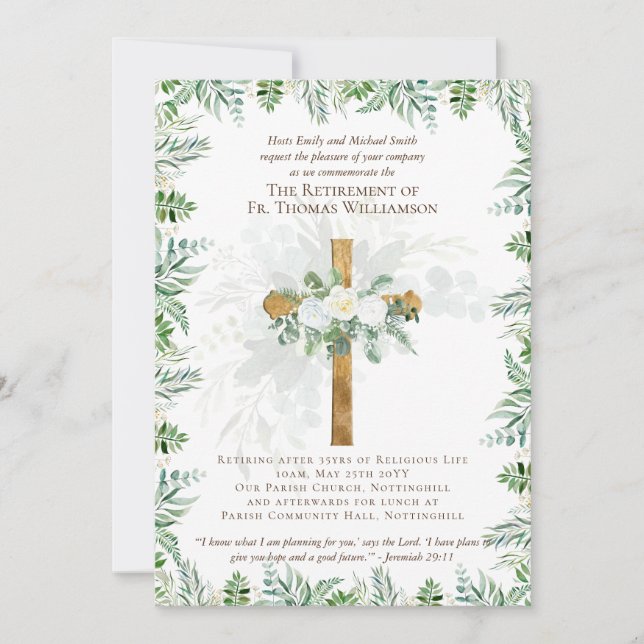 Prêtre Pasteur Diacre Ministre Invitations de retr (Devant)