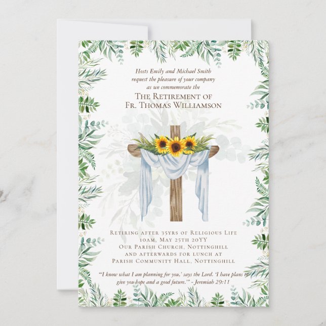 Prêtre Pasteur Diacre Ministre Invitations de retr (Devant)