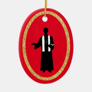 Prêtre tenant la Bible Silhouette Ornement de Noël