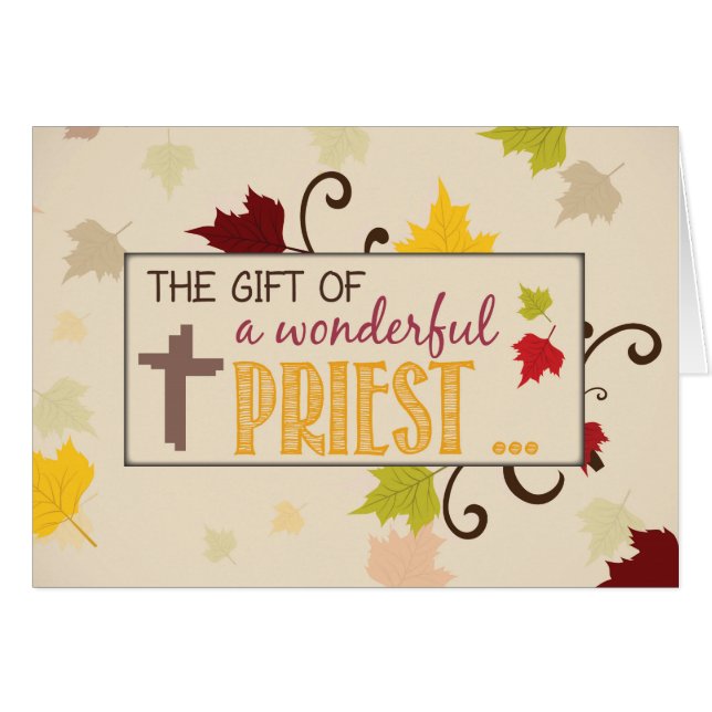 Prêtre Thanksgiving Cadeau Feuilles d'automne (Devant horizontal)