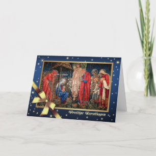 Prettige Kerstdagen. Krippe Scene Card in Niederlä Feiertagskarte