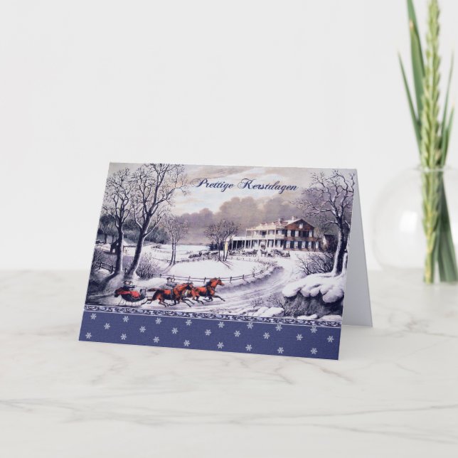 Prettige Kerstdagen. Weihnachtskarte auf Niederlän Feiertagskarte (Vorderseite)