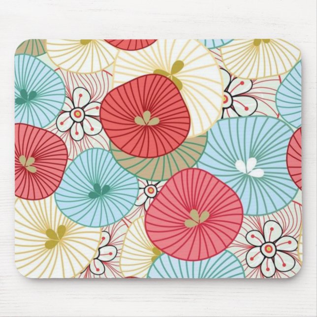 Pretty Abract Colorful Busy Floral Pattern Mousepad (Vorne)