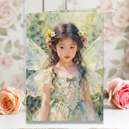 Pretty Asian Fairy Girl Happy Birthday Karte