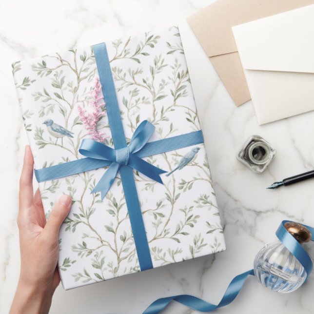 Pretty Blue Birds Junggesellinnenabschied Geschenkpapier (Schenken)