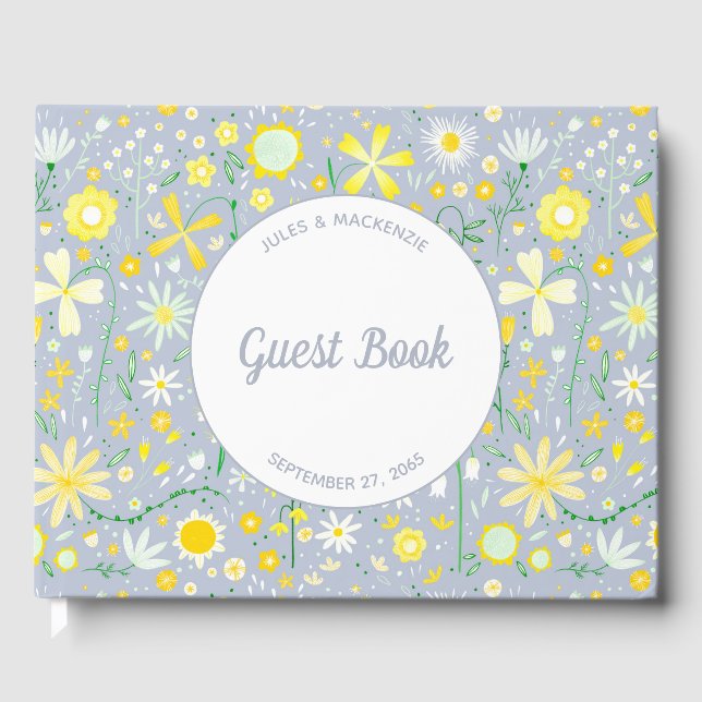 Pretty Blue Botanical Wildflower Gästebuch (Vorderseite)