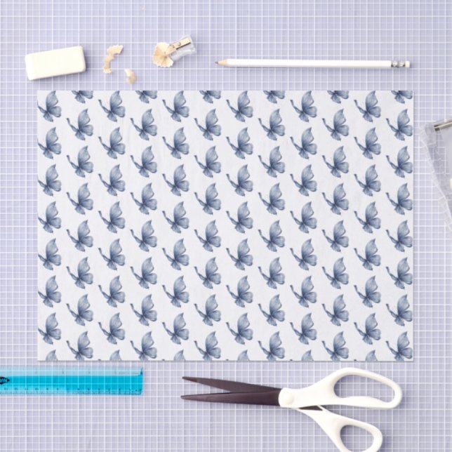 Pretty Blue Butterflies Birthday Seidenpapier (Handwerk)