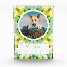 Pretty Blue Green Pet Cat Dog Memorial Keepsake Fotoblock