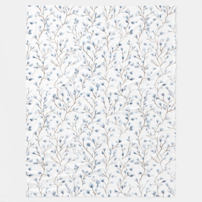 Pretty Blue White Flowers   Fleecedecke (Vorderseite)