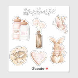 Pretty Blush Pink Cream Floral  Aufkleber