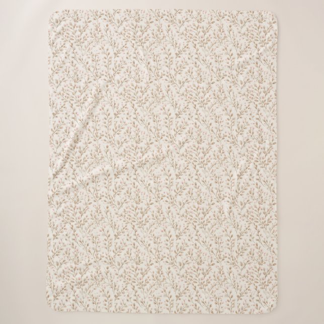 Pretty Blush Pink Cream Floral  Sherpadecke (Vorderseite)
