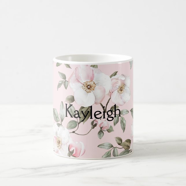 Pretty Blush Pink White Flowers   Kaffeetasse (Mittel)