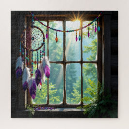 Pretty Boho Purple Dreamcatcher in Window  