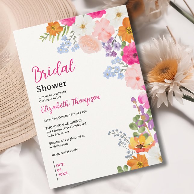 Pretty Boho Wildflowers Bridal Shower Einladung (Von Creator hochgeladen)
