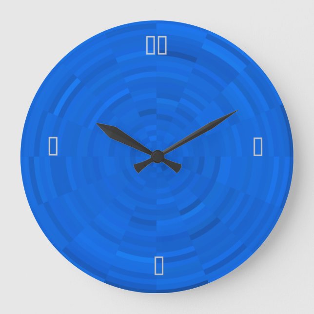 Pretty Bright Blue> Patterned Wall Clocks Große Wanduhr (Vorderseite)