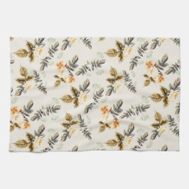 Pretty Brown Floral Fall Winter Foliage  Geschirrtuch