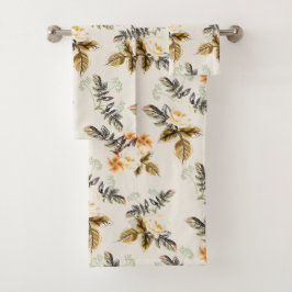 Pretty Brown Floral Fall Winter Matching  Badhandtuch Set