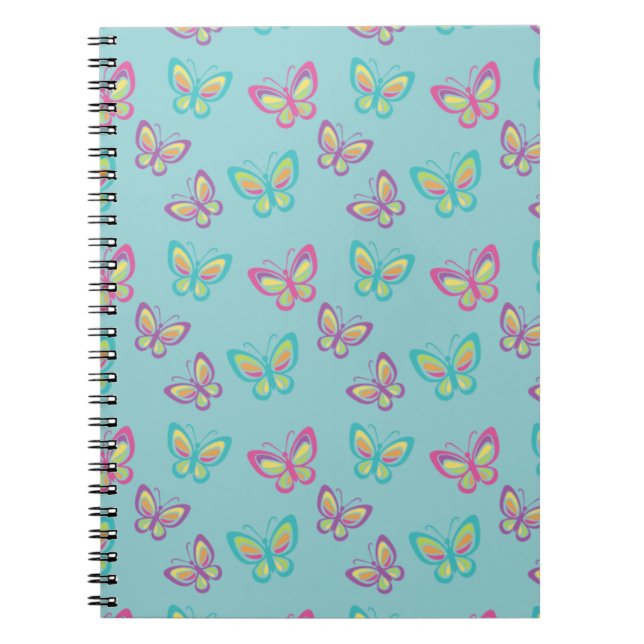 Pretty Butterfly Pattern Blue Notizblock (Vorderseite)