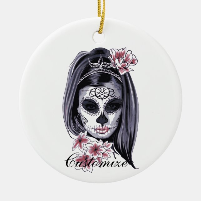 Pretty Carnival mask woman skull Thunder_Cove Keramik Ornament (Vorne)