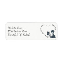 Pretty Cat, Kitten and Flower Heart Address