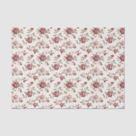 Pretty Chic Red Cream Floral Birthday Seidenpapier