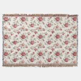 Pretty Chic Red Cream Floral  Decke