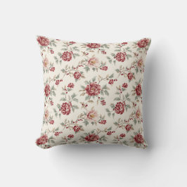 Pretty Chic Red Cream Floral   Kissen