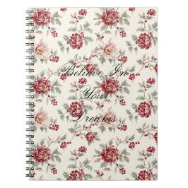 Pretty Chic Red Cream Floral  Notizblock