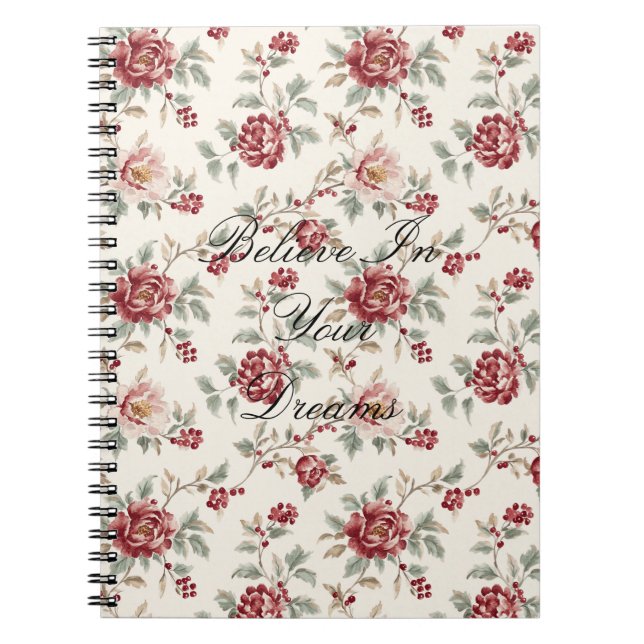 Pretty Chic Red Cream Floral  Notizblock (Vorderseite)