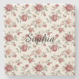 Pretty Chic Red Cream Floral   Steinuntersetzer