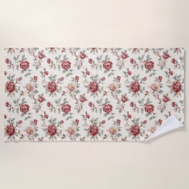Pretty Chic Red Cream Floral  Strandtuch