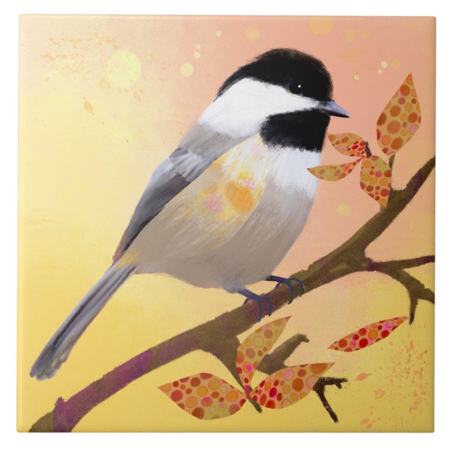 Pretty Chickadee Ceramic Tile Fliese (Vorderseite)